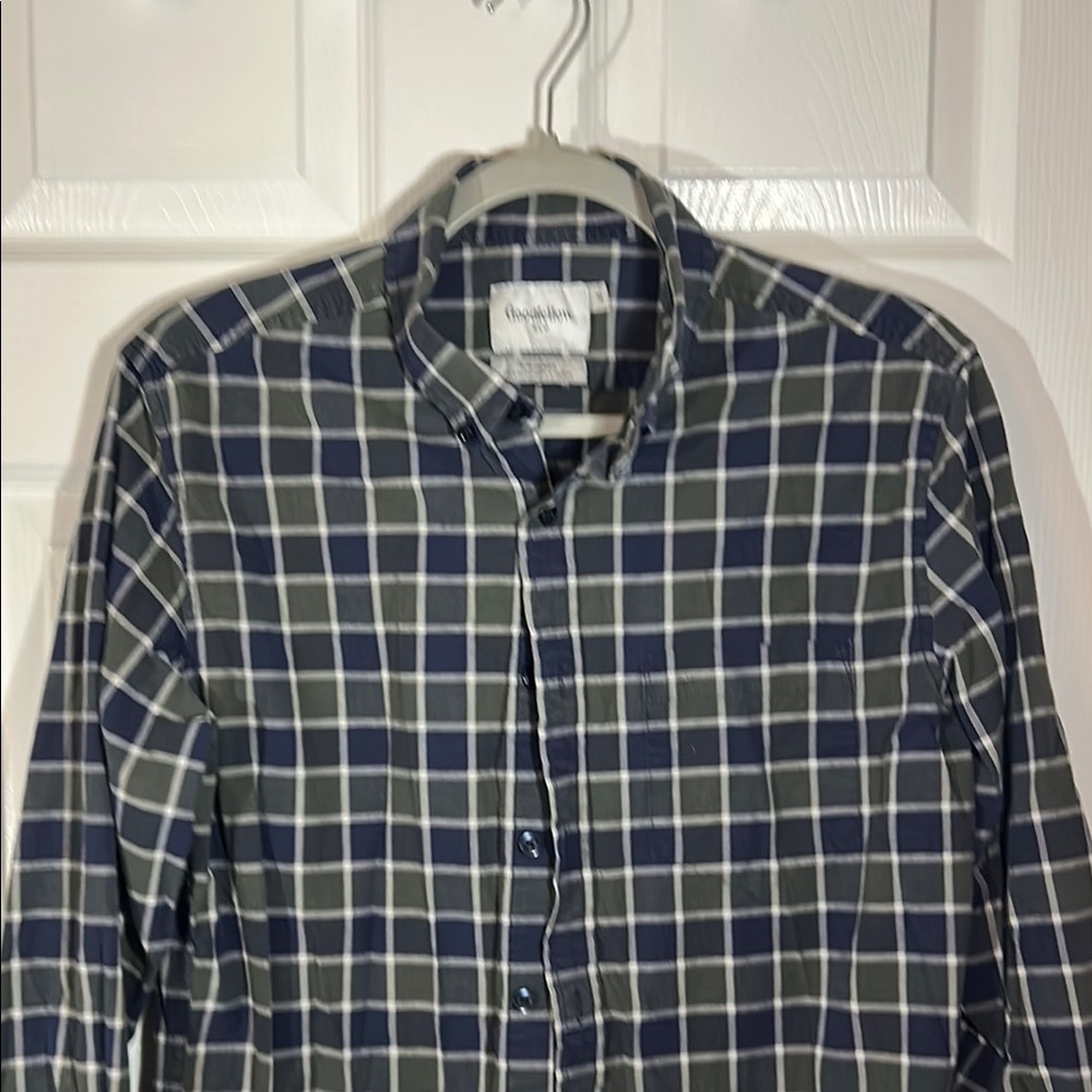 Goodfellow & Co Blue and Green Casual Button Down Shirt